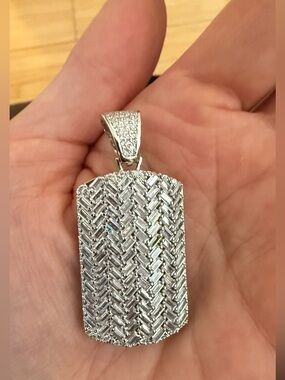 Dog Tag! New! Stainless Steel & Crystals